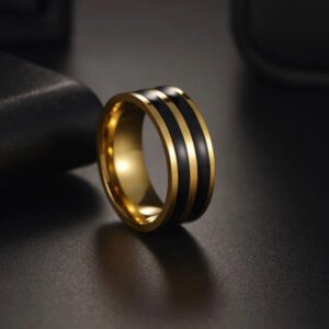 anillo dorado con franjas negras marca calak cl sico 141798 200803 1