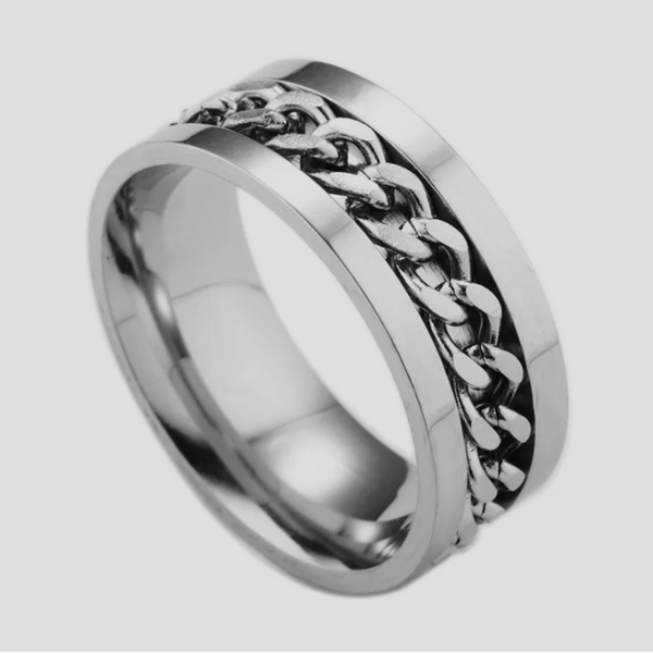 anillo gris con diseno de cadenas marca calak cl sico 141778 GRIS 1