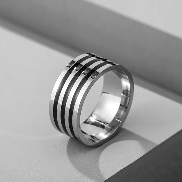 anillo gris con franjas plateadas marca calak cl sico 141793 GRIS 1