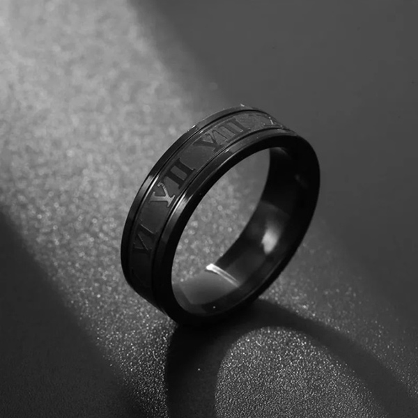 anillo negro con numeros romanos marca calak cl sico 141813 NEGRO 1