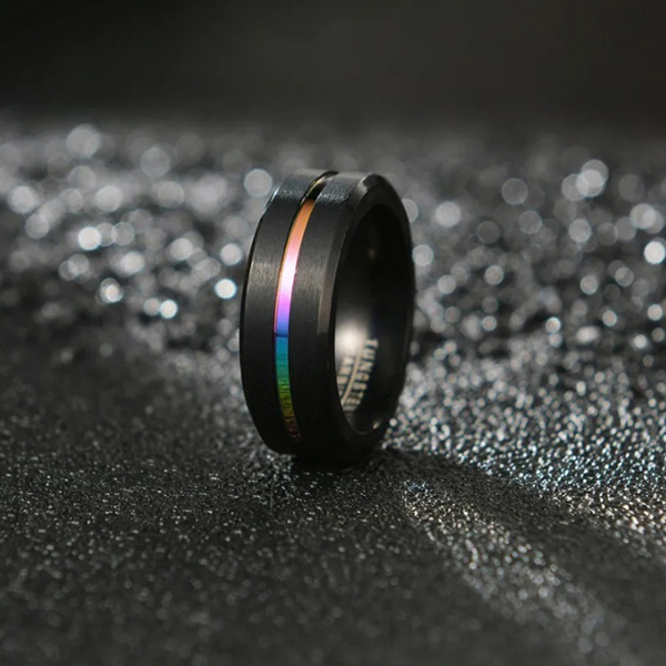 anillo negro de tungsteno marca calak cl sico 141842 NEGRO 2