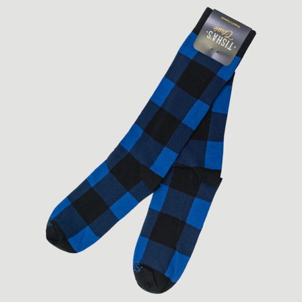 calcetines azul diseno de cuadros marca tishas cl sico 140592 AZUL 1