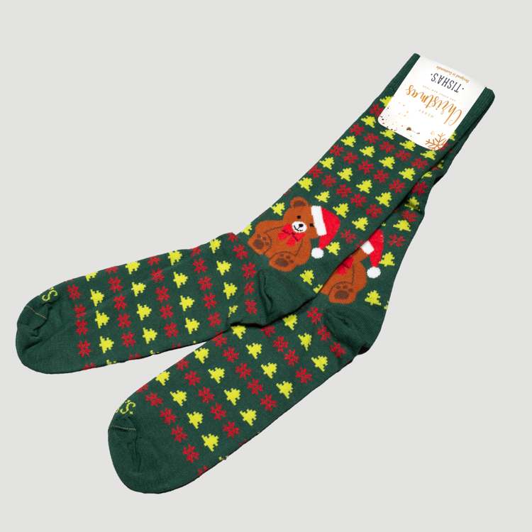 calcetines verde diseno xmas bear marca tishas cl sico 158715 327762 1