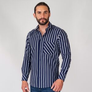 camisa azul estructura l neas verticales marca business casual slim 144158 216850 1