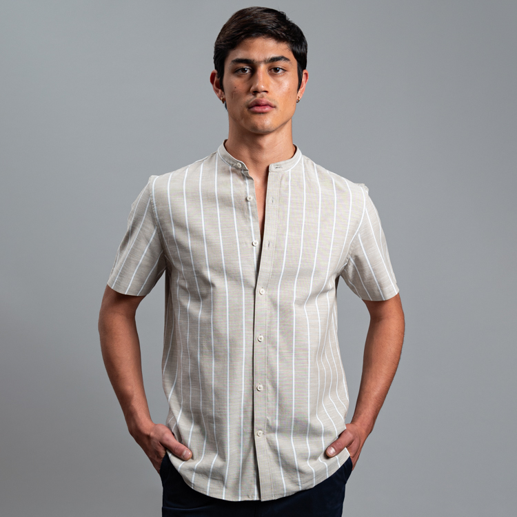 camisa casual beige estructura plana marca carven slim 161516 BEIGE 1