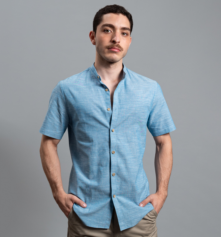 camisa casual celeste estructura plana marca carven slim 161521 CELESTE 1