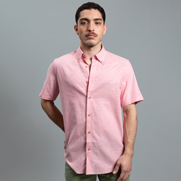 camisa casual rosa estructura plana marca carven slim 161519 345577 1