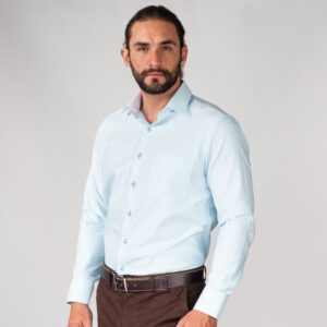 camisa turquesa estructura labrada marca colletti cl sico 144095 216860 1