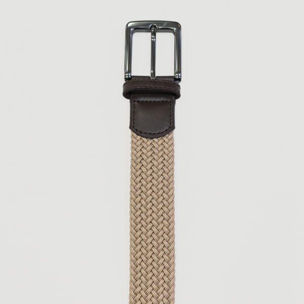 cincho beige diseno trenzado con hebilla metalica marca buckle cl sico 144792 BEIGE 2