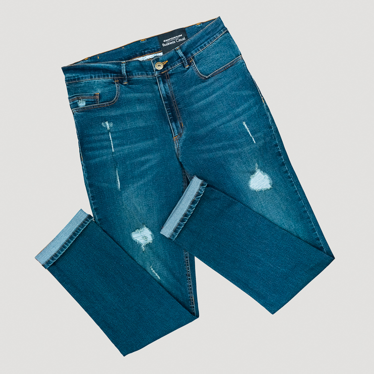 Jeans azul estructura gastado marca Emporium Business Casual | 129025