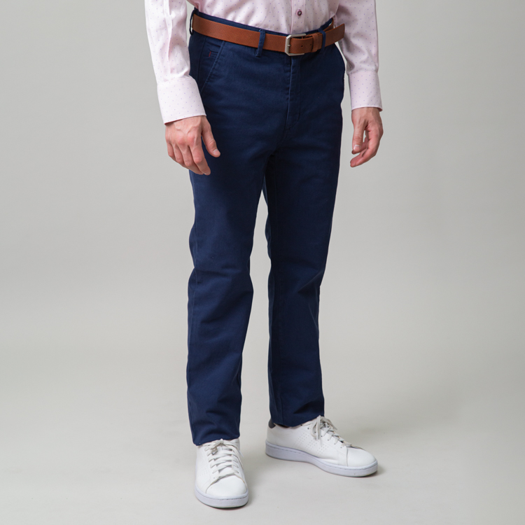 pantalon azul estructura plana lisa marca business casual slim 147781 AZUL 1
