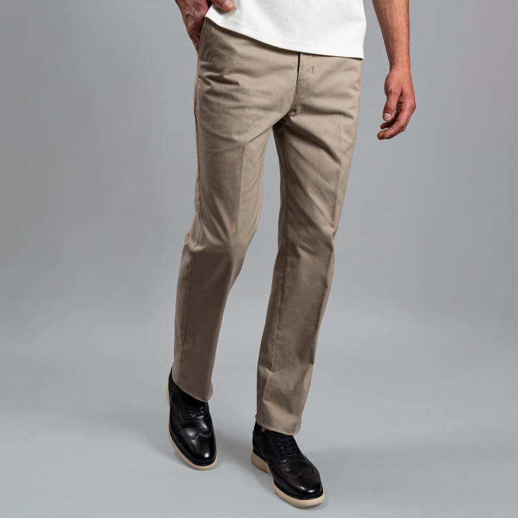 pantalon casual beige estructura plana marca business casual slim 160026 BEIGE 1