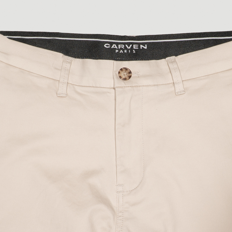 pantalon crema estructura plana marca carven slim 167118 CREMA