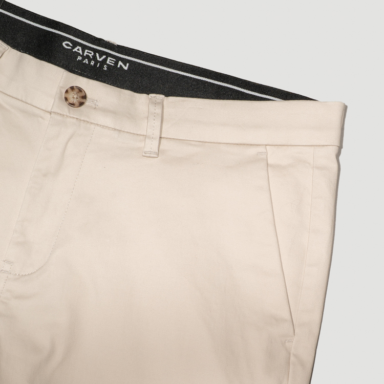 pantalon crema estructura plana marca carven slim 167118 CREMA