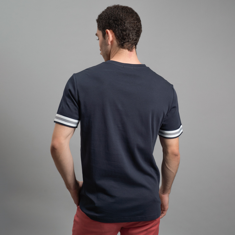 playera azul marino estructura contraste en mangas marca carven slim 161495 365532 4