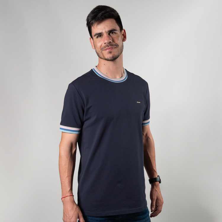 playera azul marino estructura contraste marca carven slim 150915 353954 1