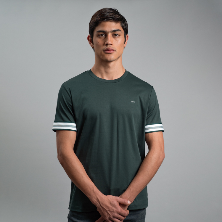 playera verde estructura contraste en mangas marca carven slim 161494 VERDE 1