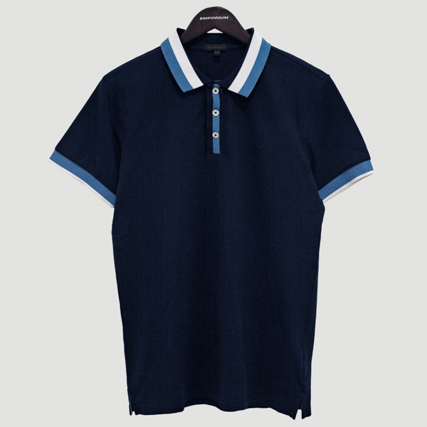 polo azul con detalle en cuello y brazos marca carven cl sico 141089 355510 1