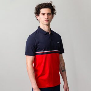 polo azul estructura bicolor marca carven slim 147526 251218 1