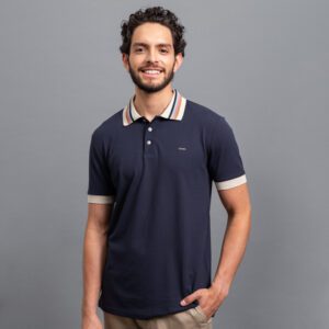 polo azul estructura contraste marca carven slim 155751 296545 1