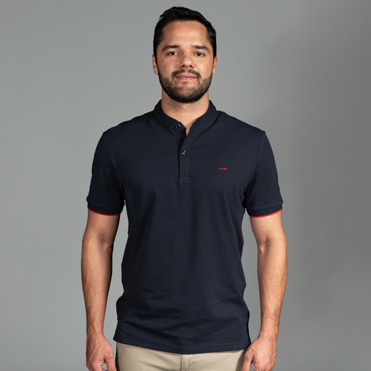 polo azul marino estructura labrada marca carven slim 150823 355503 1