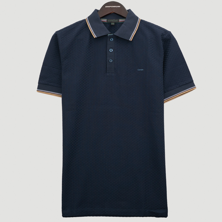 polo azul marino estructura labrada marca carven slim 167150 AZUL MA