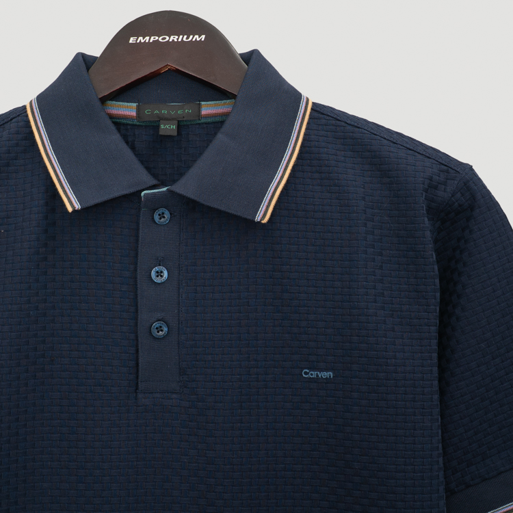 polo azul marino estructura labrada marca carven slim 167150 AZUL MA