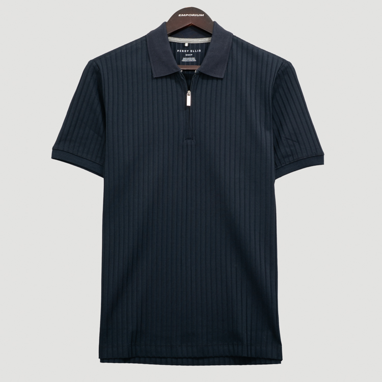 polo azul marino estructura labrada marca perry ellis cl sico 166898 382081