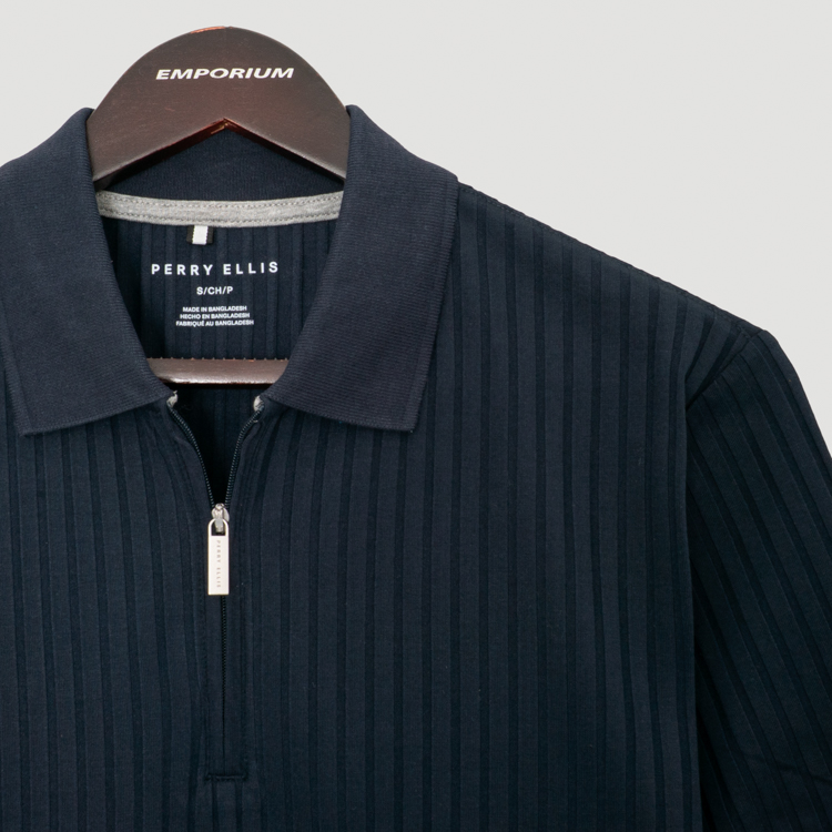 polo azul marino estructura labrada marca perry ellis cl sico 166898 AZUL MA