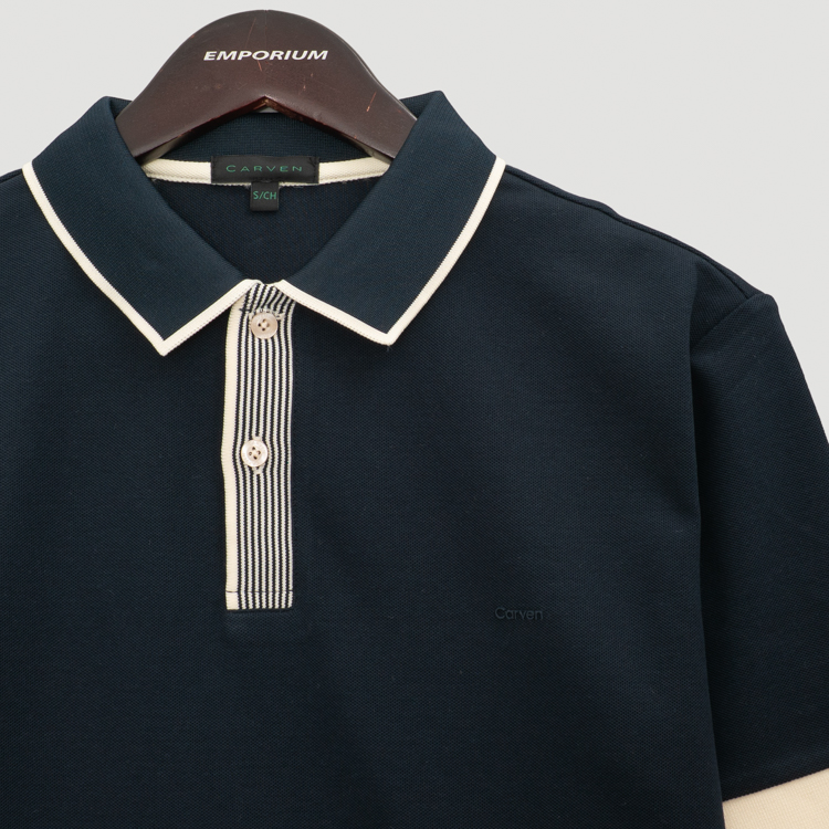 polo azul marino estructura plana marca carven slim 167140 AZUL MA
