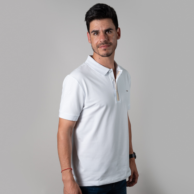 polo blanca estructura labrada marca carven slim 150779 BLANCO 1