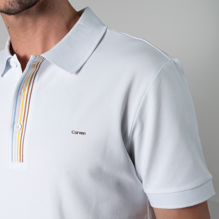 polo blanca estructura labrada marca carven slim 150779 BLANCO 2