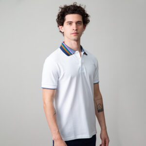 polo blanco estructura cuello contrastado marca carven slim 149976 249585 1