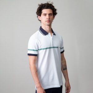 polo blanco estructura doble franja marca carven slim 149948 249592 1