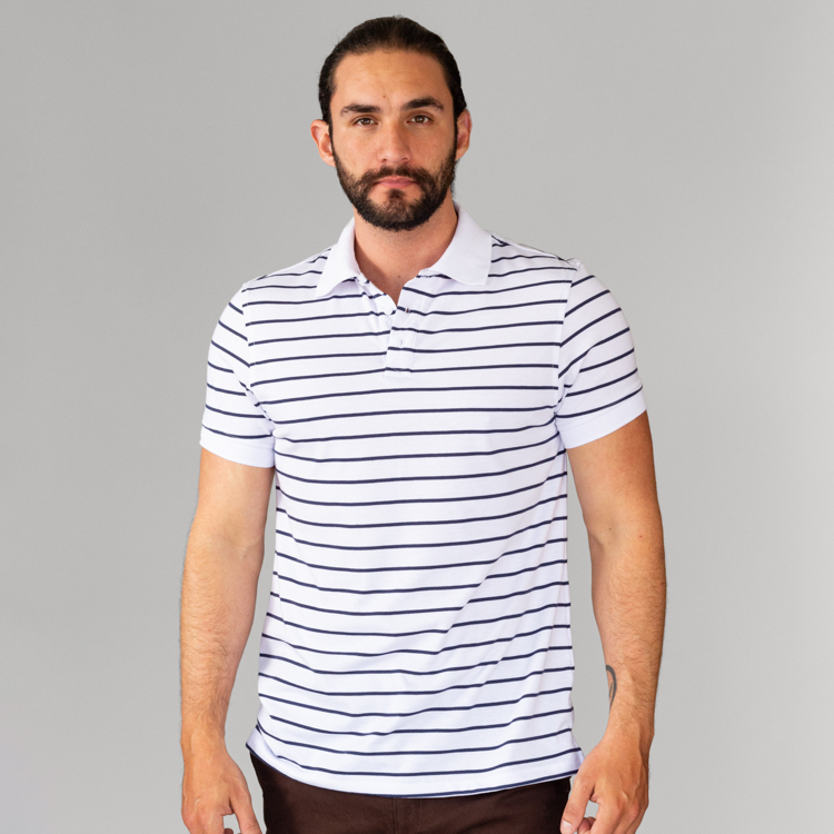 polo blanco estructura l neas marca business casual slim 144441 BLANCO 1