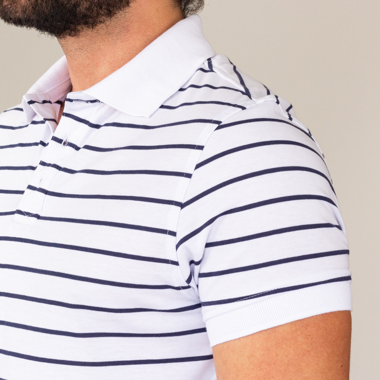 polo blanco estructura l neas marca business casual slim 144441 BLANCO 2