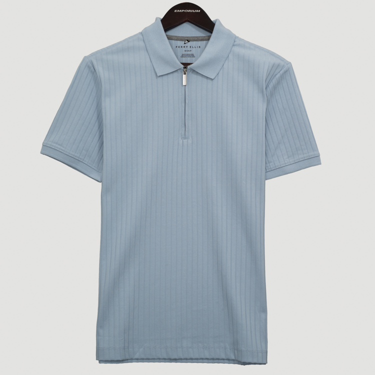 polo celeste estructura labrada marca perry ellis cl sico 166904 381997