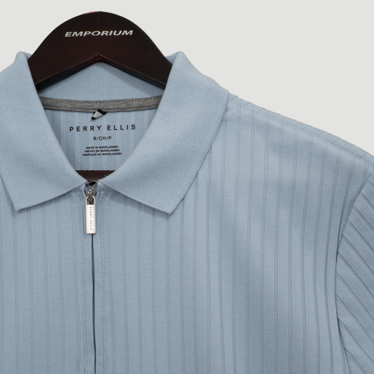 polo celeste estructura labrada marca perry ellis cl sico 166904 CELESTE