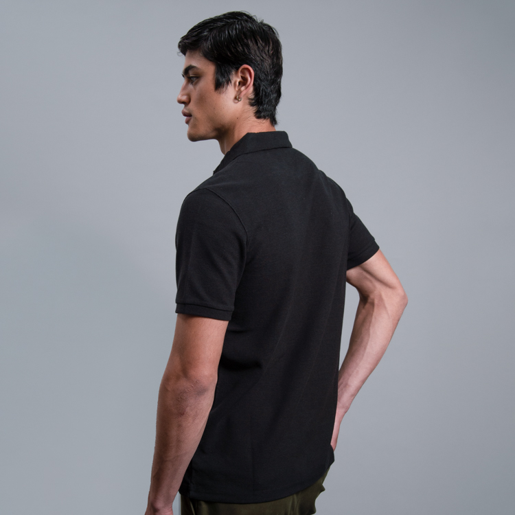 polo negro estructura plana marca carven slim 161515 NEGRO 4